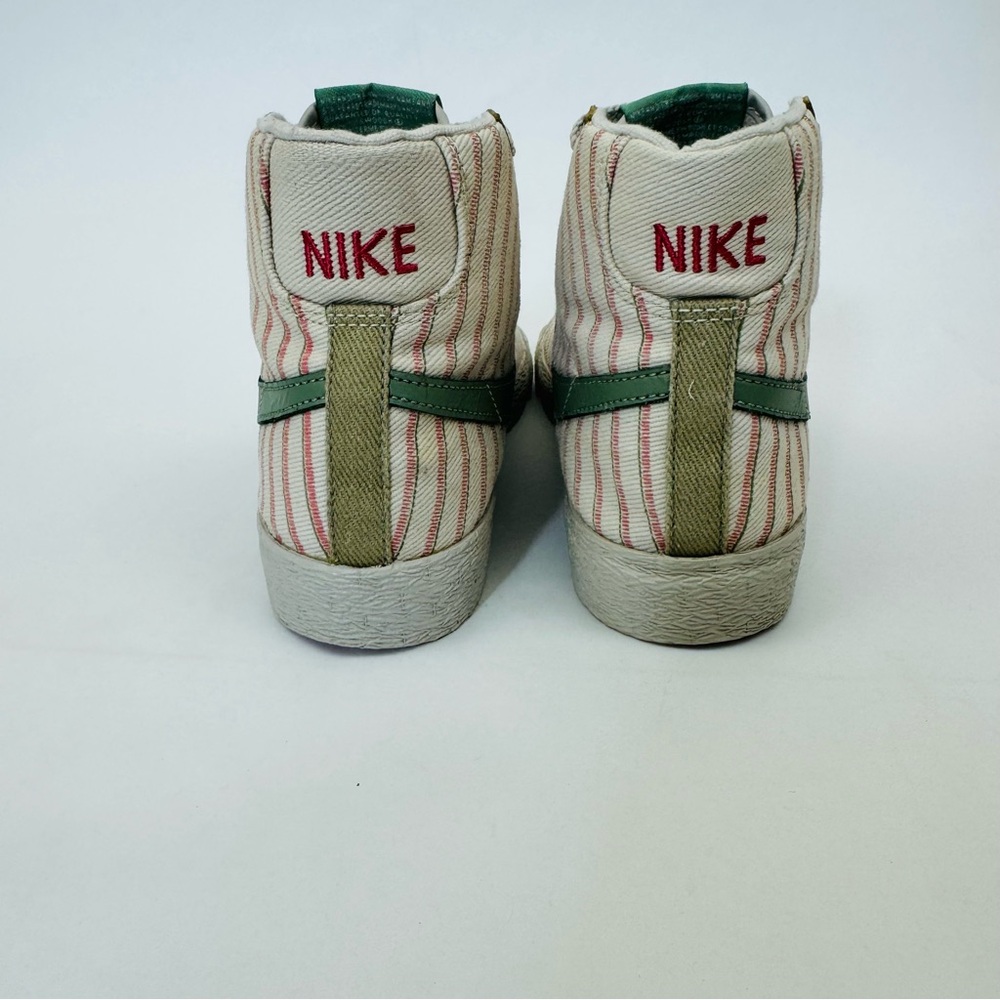 Nike Blazer Mid 'Pinstripes' color Light Bone, Cadet Green, and Pink SZ6 - Picture 3 of 10